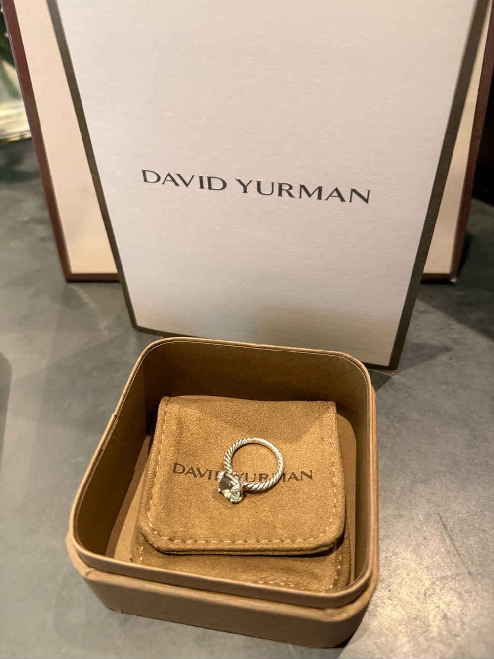 David Yurman Chatlaine Pradiolite w Diamonds Ring